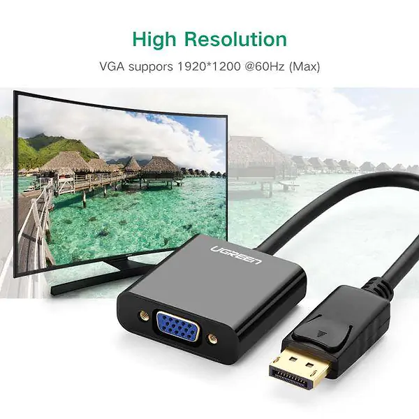 Адаптер UGREEN DP109 DisplayPort to VGA Converter DP Male → VGA Female Black
